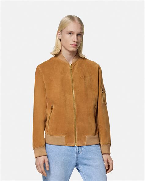 versace lederjacke herren|versace suede bomber jacket.